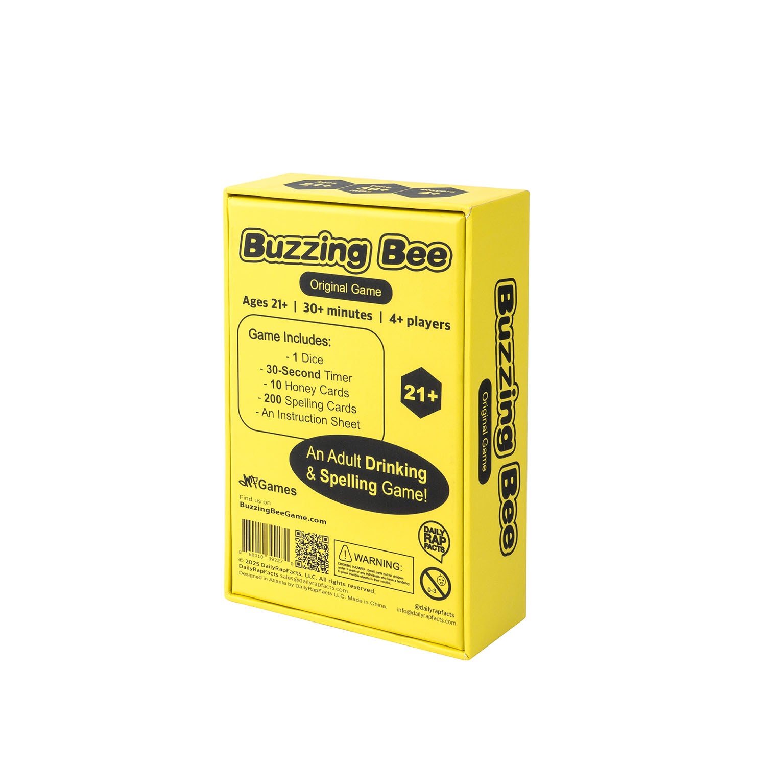 Back of Buzzing Bee Original Game Yellow Box