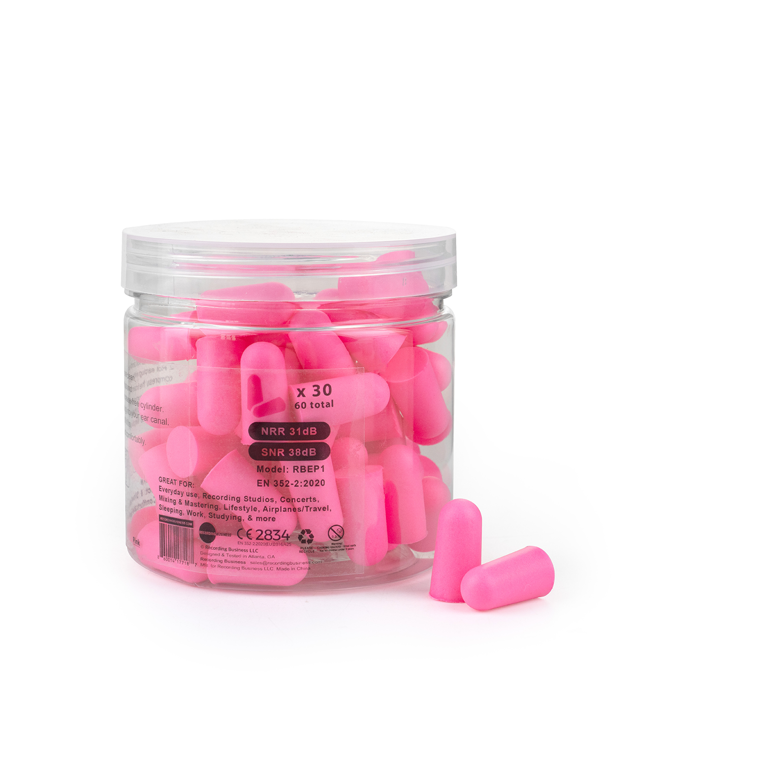 Ultra Soft Earplugs – 30 Pairs - 31 dB NRR (Pink)