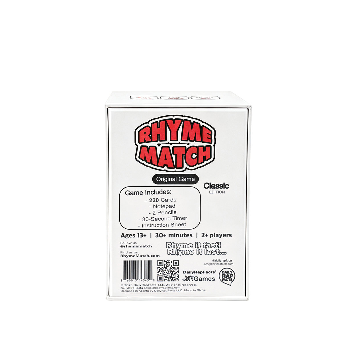 Back of RhymeMatch: Fast Thinking Rhyming Original Classic Game