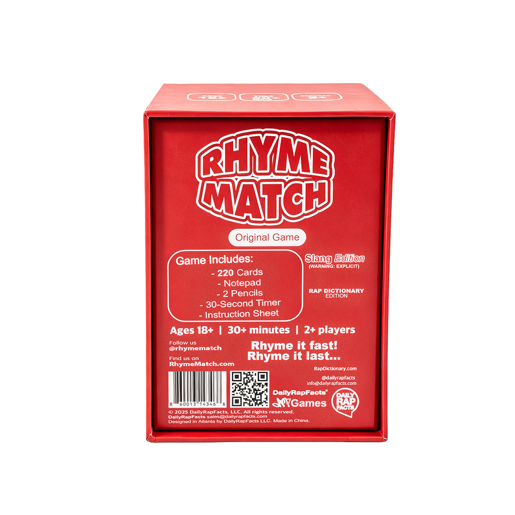 Back of Rhyme Match: Fast Thinking Rhyming Game (Rap Dictionary/Slang Edition)