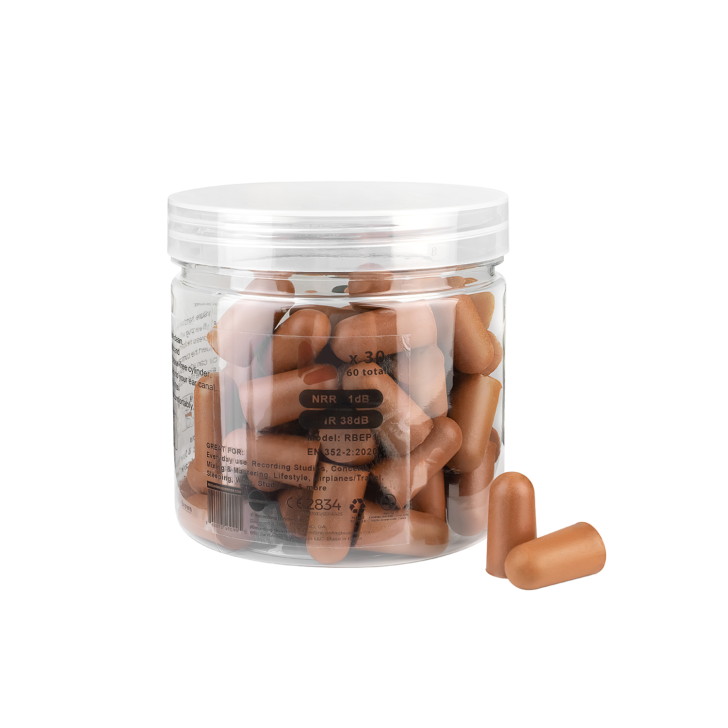 Ultra Soft Earplugs – 30 Pairs - 31 dB NRR (Brown)