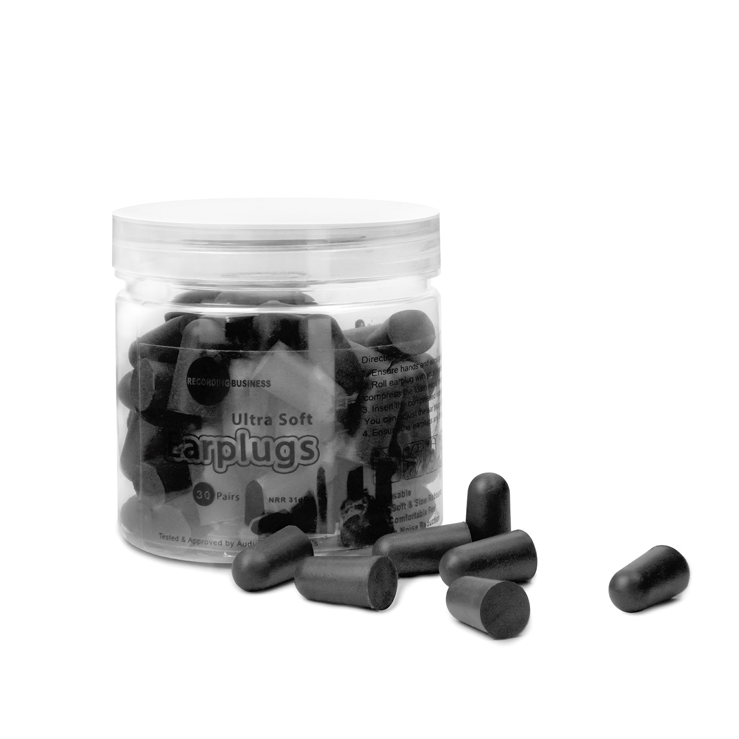 Ultra Soft Earplugs – 30 Pairs - 31 dB NRR (Black)