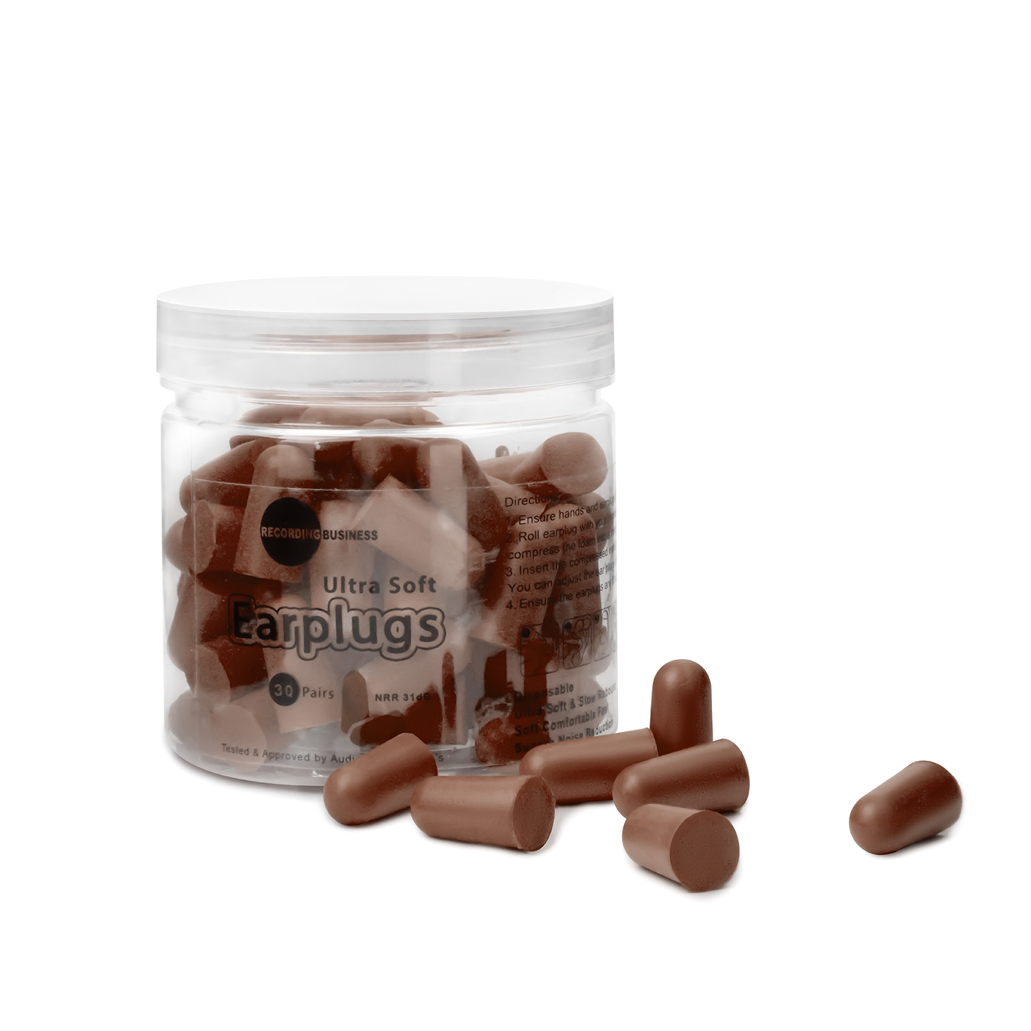 Ultra Soft Earplugs – 30 Pairs - 31 dB NRR (Brown)