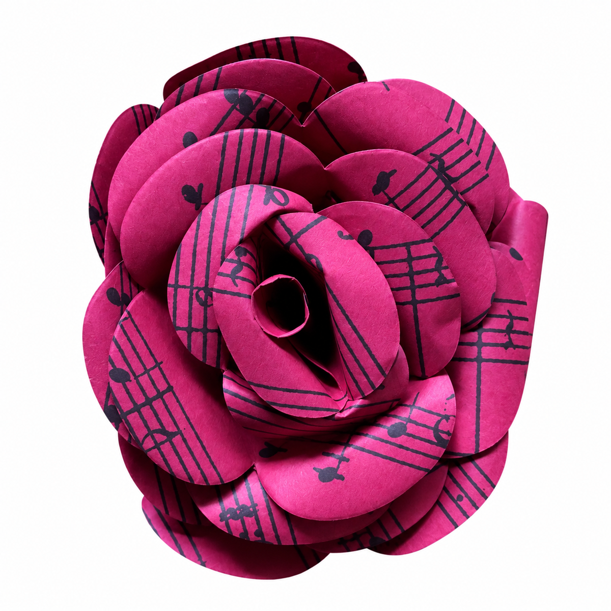Handmade Sheet Music Rose Paper Flowers (Dark Pink)