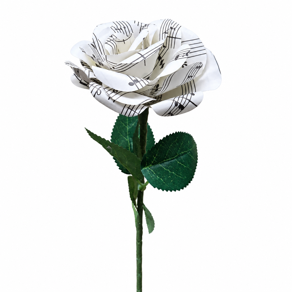 Handmade Sheet Music Rose Paper Flowers (White)