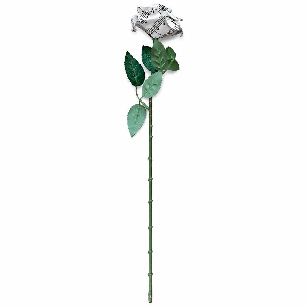 Handmade Sheet Music Rose Paper Flowers (White)